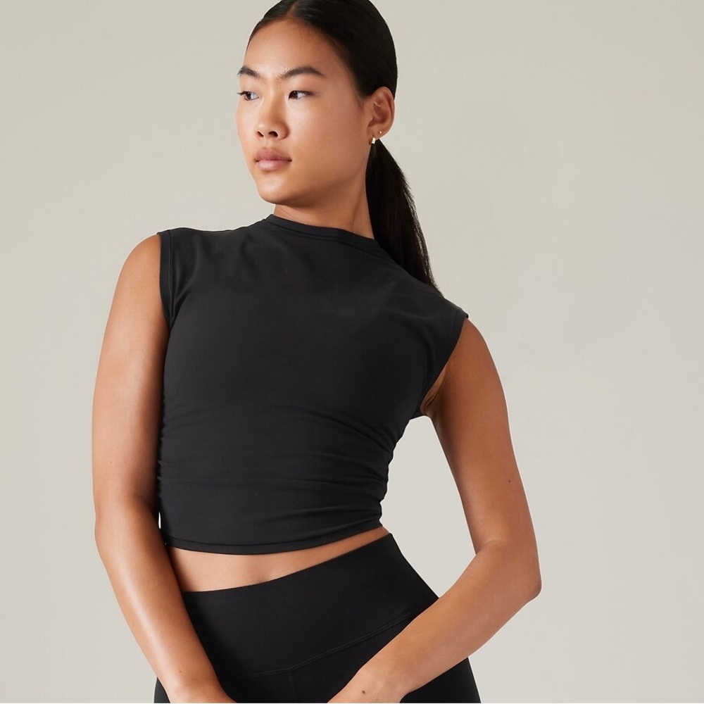 Athleta Transcend Ruched Cropped High Neck Tank NWT